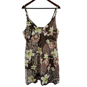Old Navy Multicolored Floral Tank Dress Sz XL Cotton Pocket Beachy Vacation Cozy
